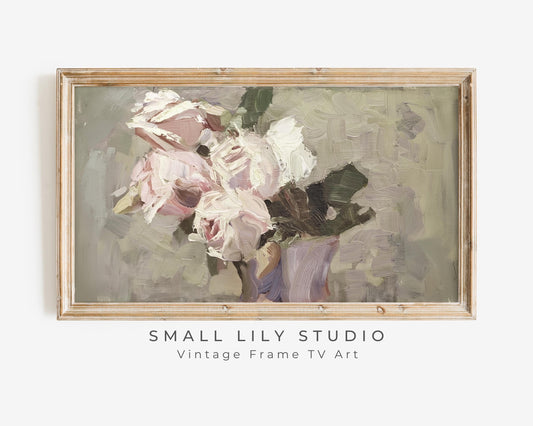 Soft Pink Spring Roses Frame TV Art