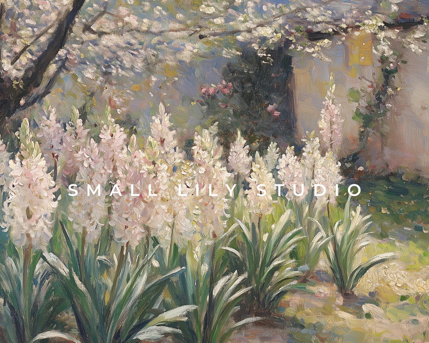 FRAME TV art Pink Hyacinths in Spring Garden, Samsung Frame TV art Spring Flowers, Vintage style floral painting country farmhouse | TV704