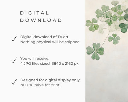 FRAME TV art St Patricks Day BUNDLE, Samsung Frame tv art St Paddys Day Green Shamrocks, Vintage style tv art Leprechaun Hat Rainbow | TV684