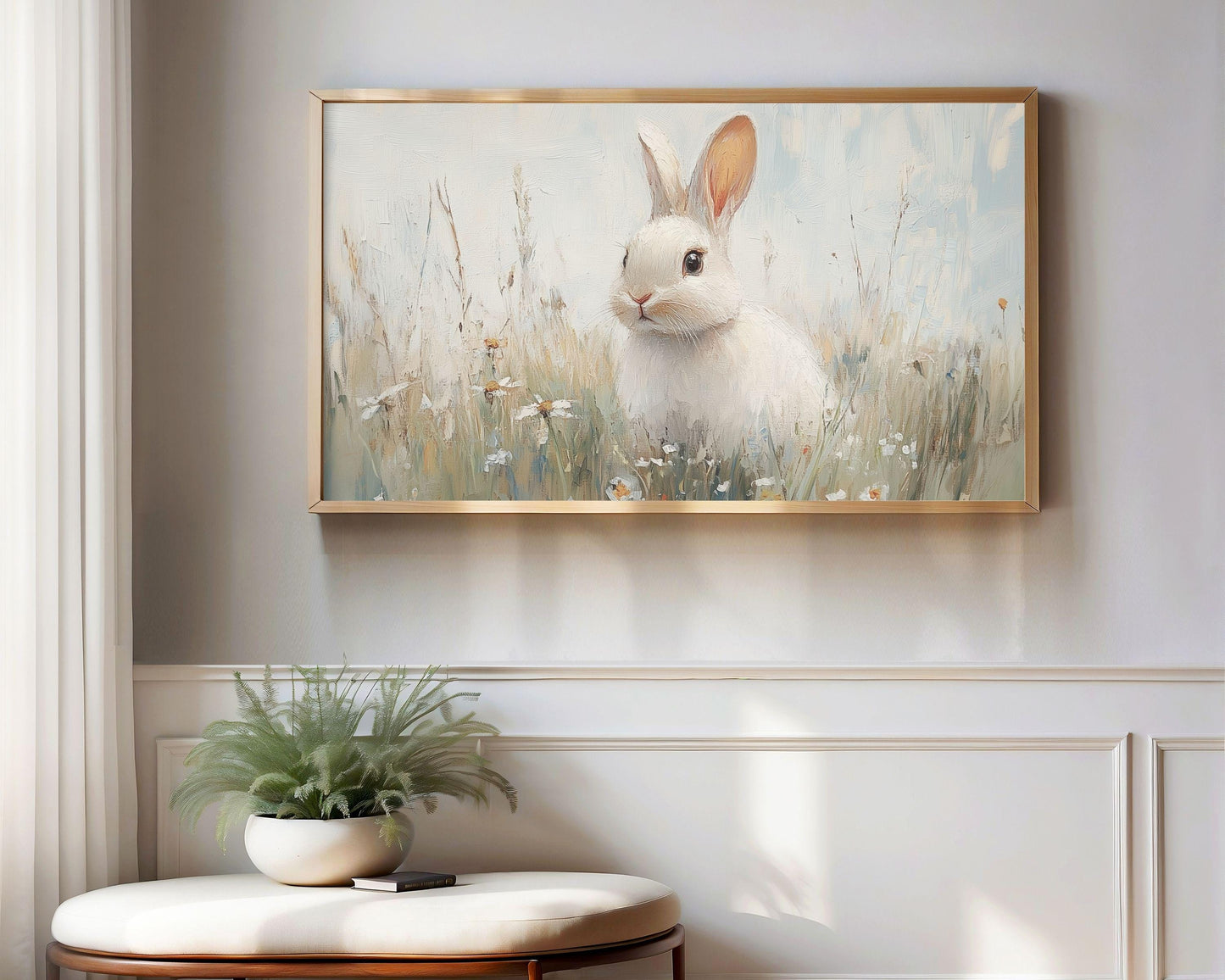 White Rabbit Frame TV Art