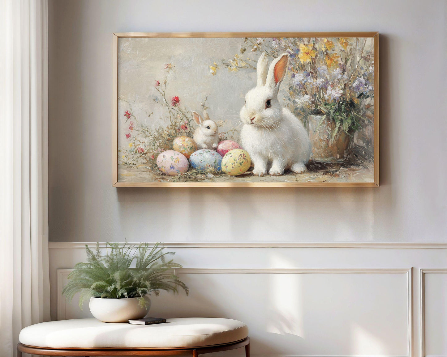 Bunnies and Easter Eggs Frame TV Art