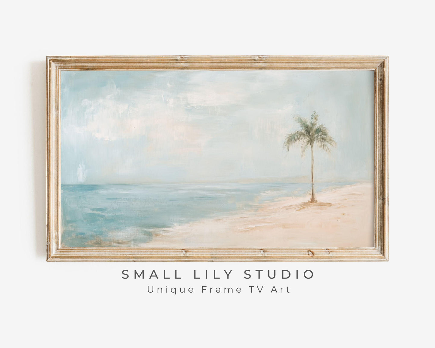 Minimalist Palm Tree on Beach Frame TV Art