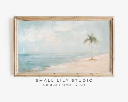 Minimalist Palm Tree on Beach Frame TV Art