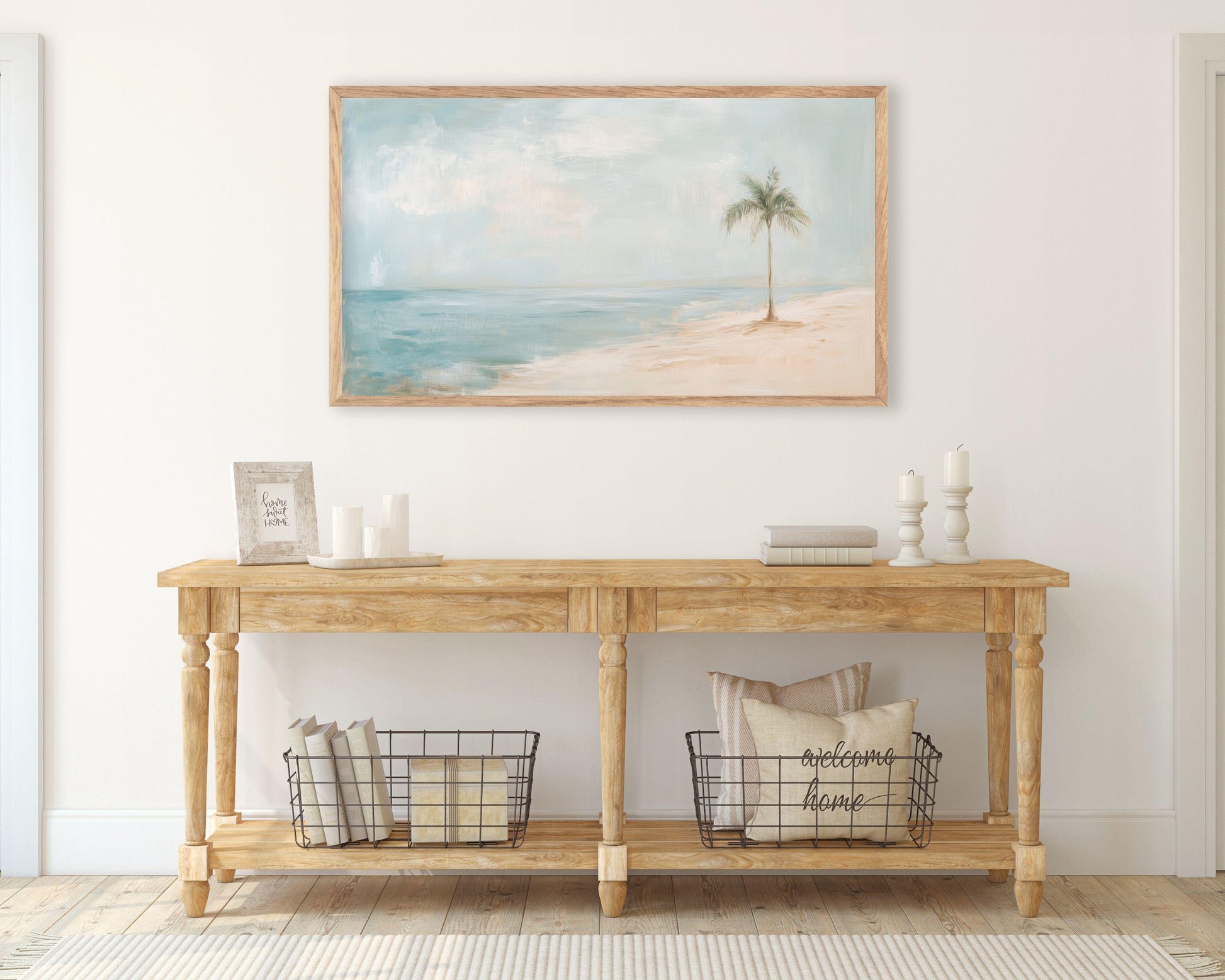 Minimalist Palm Tree on Beach Frame TV Art