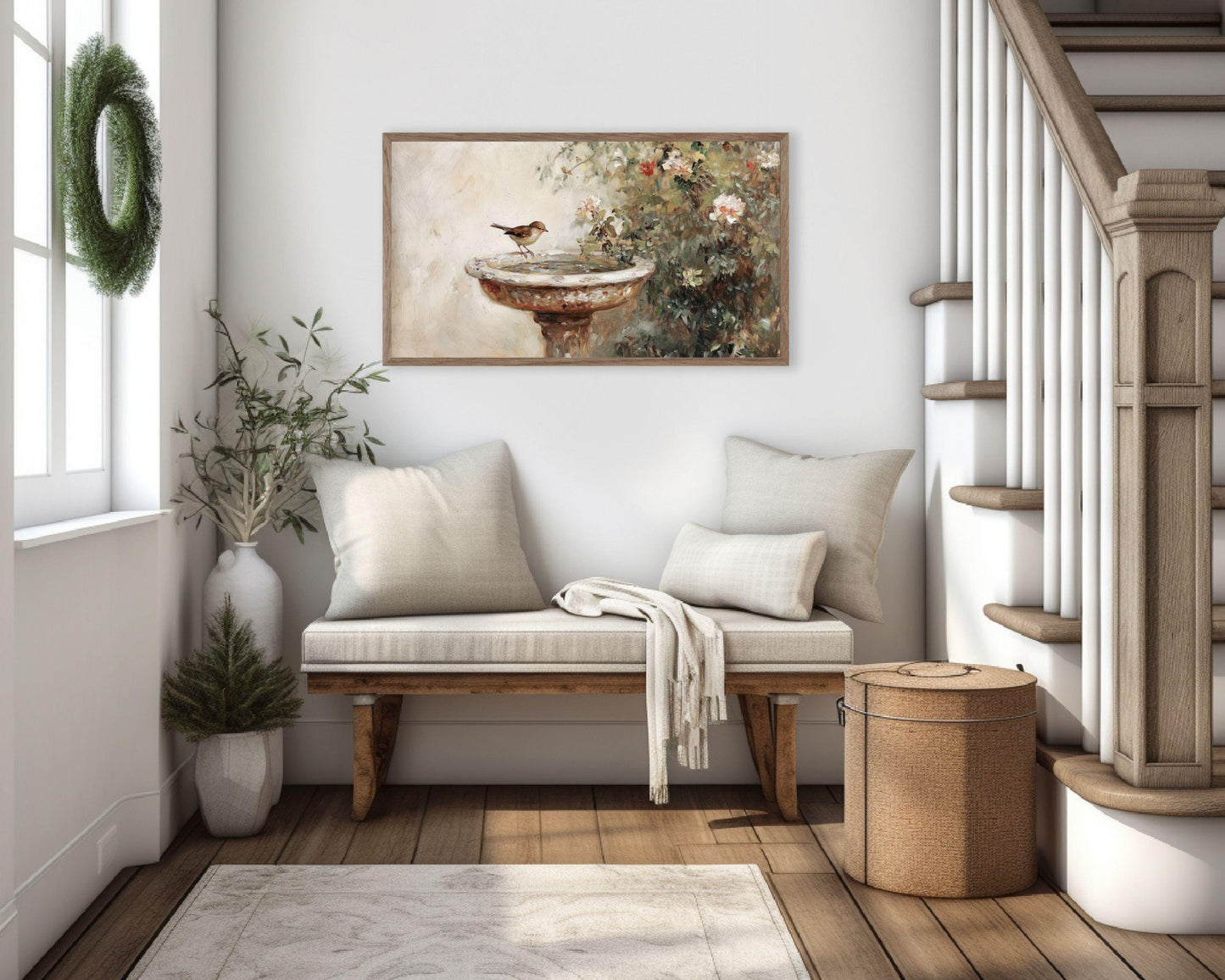 Bird at Birdbath Frame TV Art