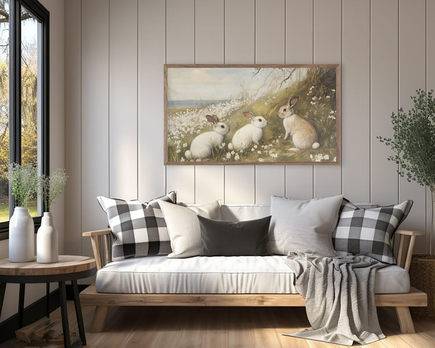 White Rabbits by the Sea Frame TV Art