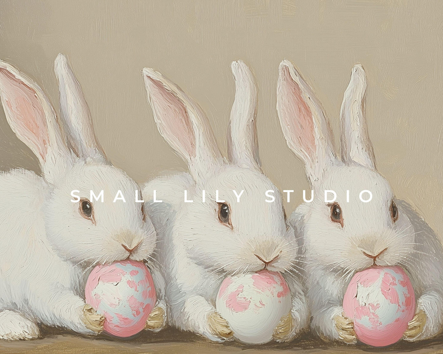 Bunnies with Pink Easter Eggs Frame TV Art