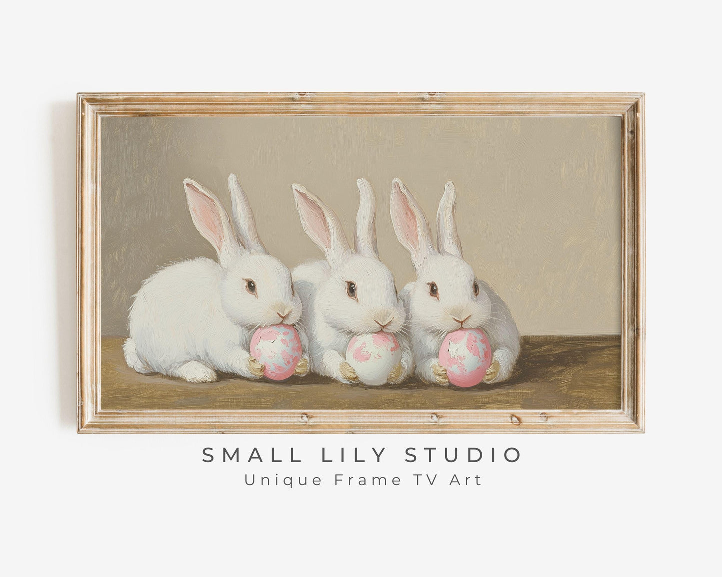 Bunnies with Pink Easter Eggs Frame TV Art