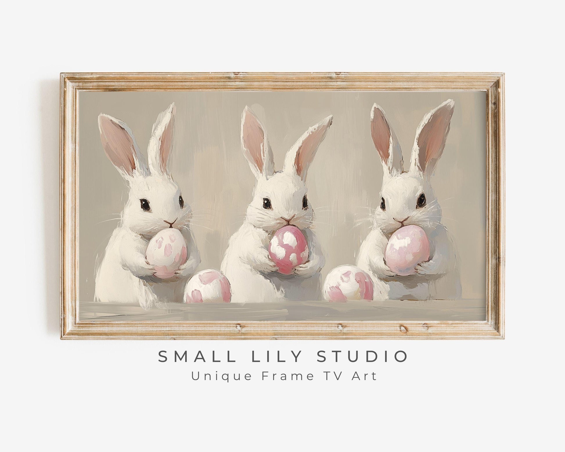 Bunnies with Pink Easter Eggs Frame TV Art