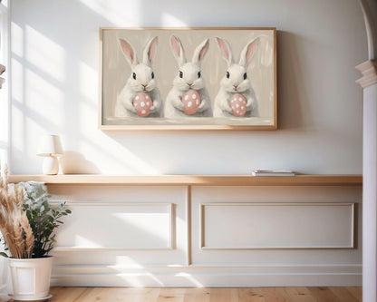 Bunnies with Pink Easter Eggs Frame TV Art