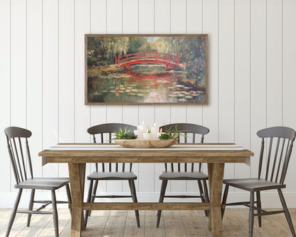 Japanese Bridge over Pond Frame TV Art