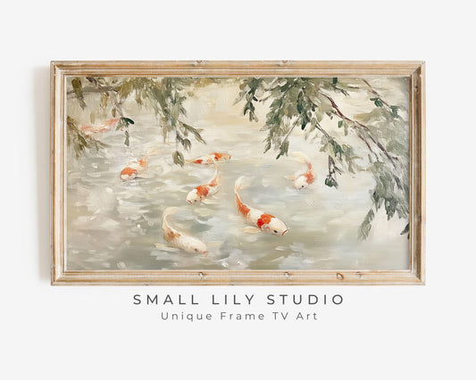 Koi Fish in Pond Frame TV Art