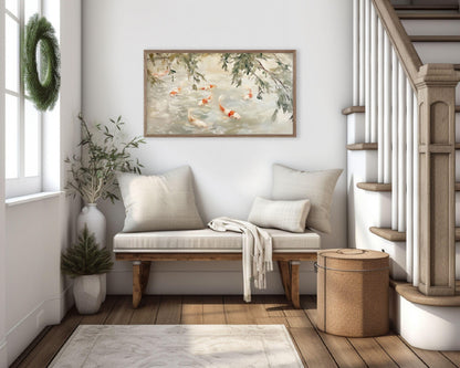Koi Fish in Pond Frame TV Art