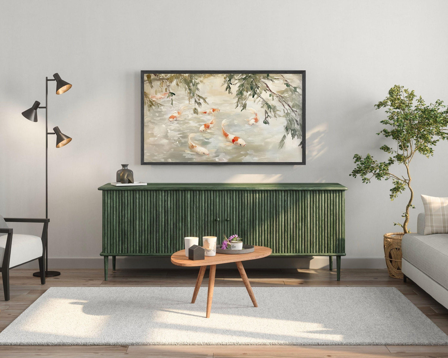 Koi Fish in Pond Frame TV Art