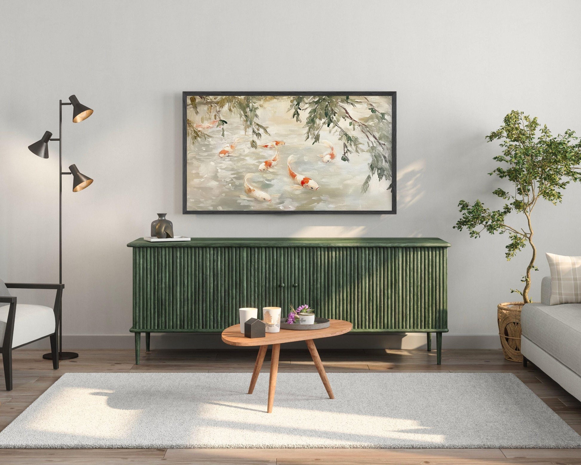 Koi Fish in Pond Frame TV Art