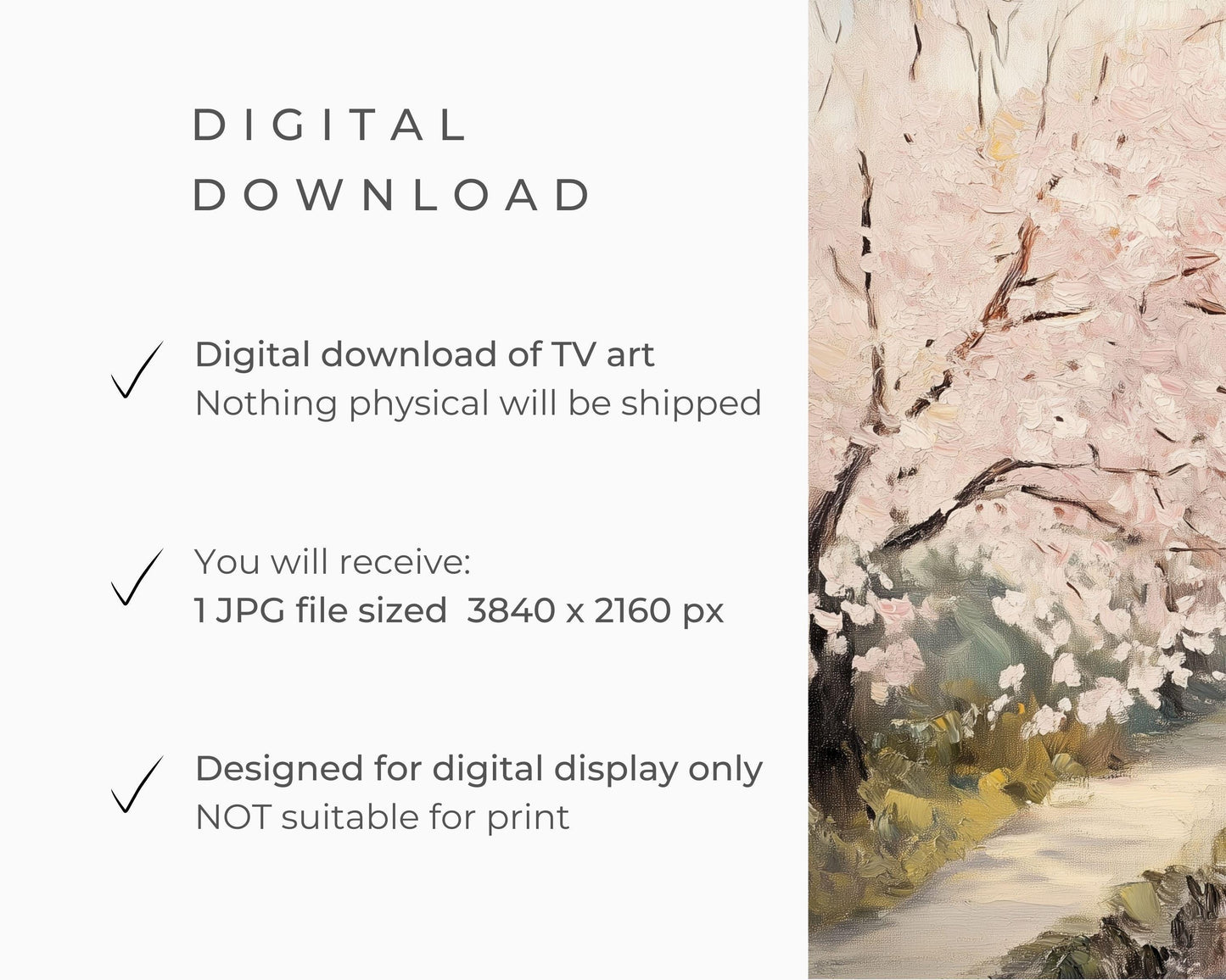 FRAME TV art Spring Cherry Blossoms, Pink floral Samsung Frame tv art, Pretty Springtime blossom trees in Japan cute TV screensaver | TV689