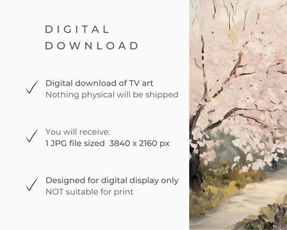 FRAME TV art Spring Cherry Blossoms, Pink floral Samsung Frame tv art, Pretty Springtime blossom trees in Japan cute TV screensaver | TV689