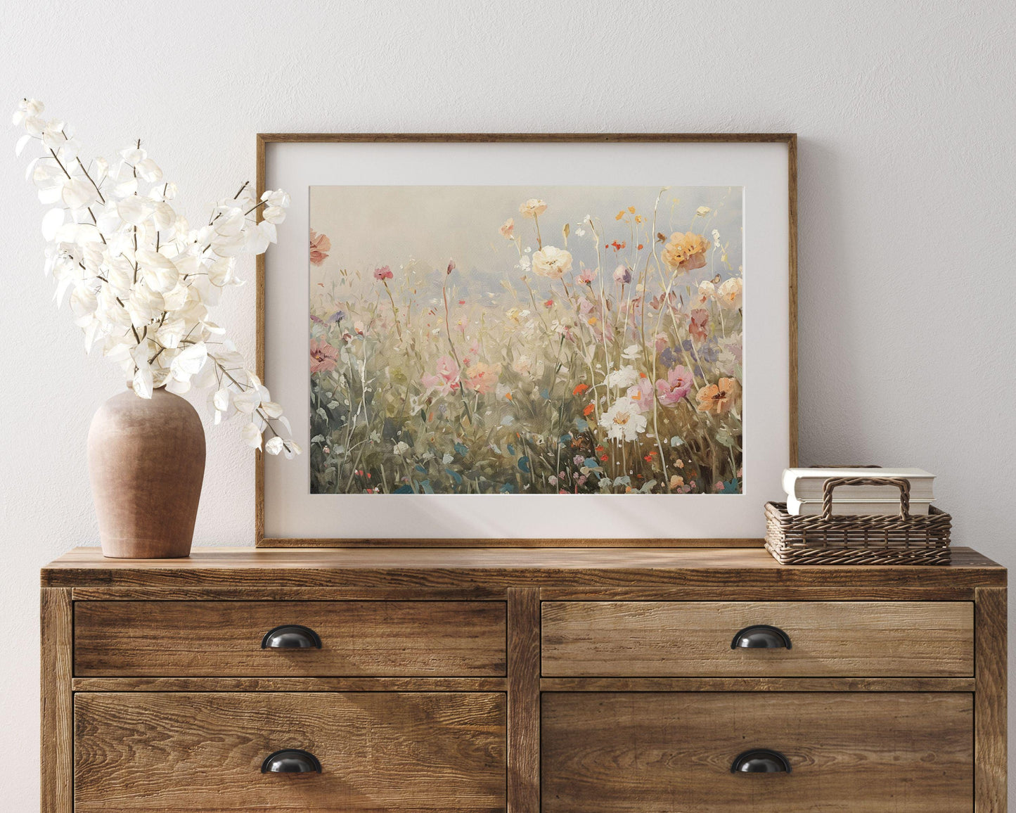 Pink Wildflowers Vintage Style Printable Wall Art