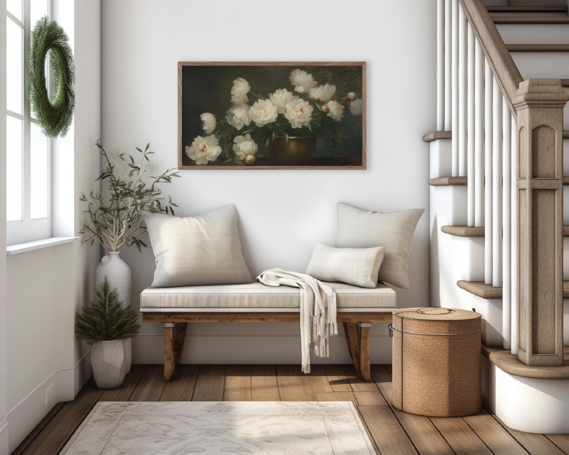 Moody Florals Vintage Style Painting Frame TV Art