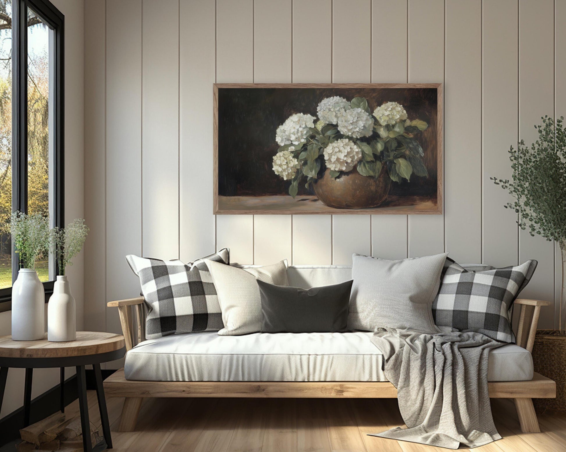 Moody Hydrangeas Painting Frame TV Art