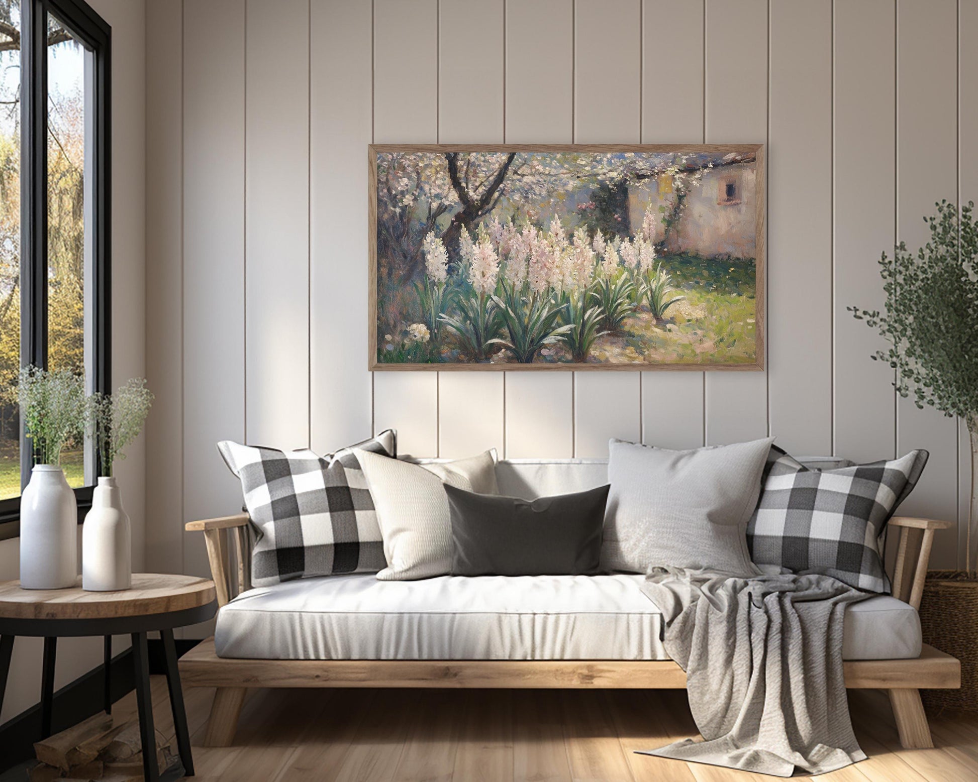 Pink Hyacinths in Spring Garden Frame TV Art