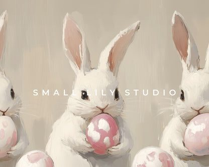 Bunnies with Easter Eggs Printable Wall Art