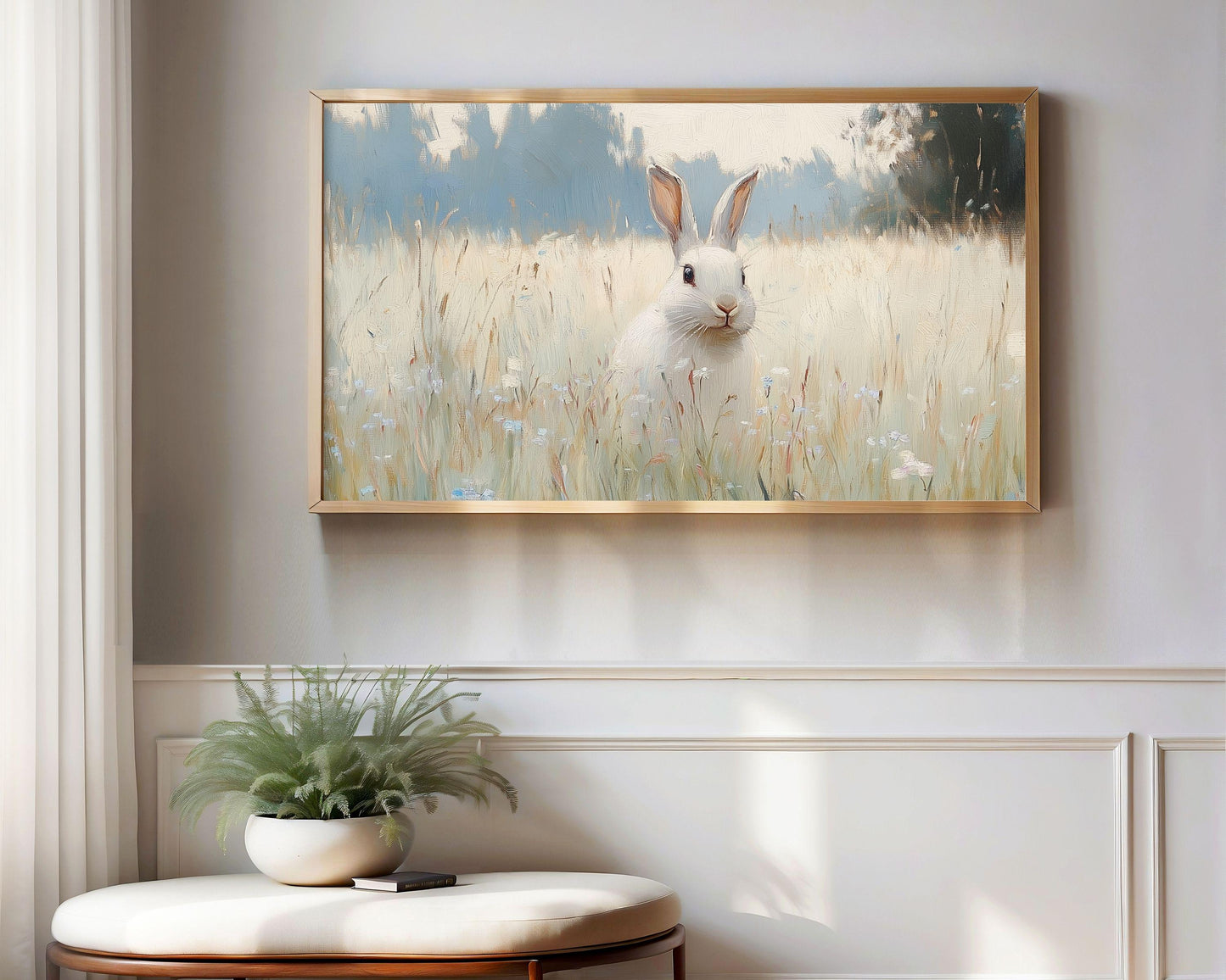 White Rabbit Frame TV Art