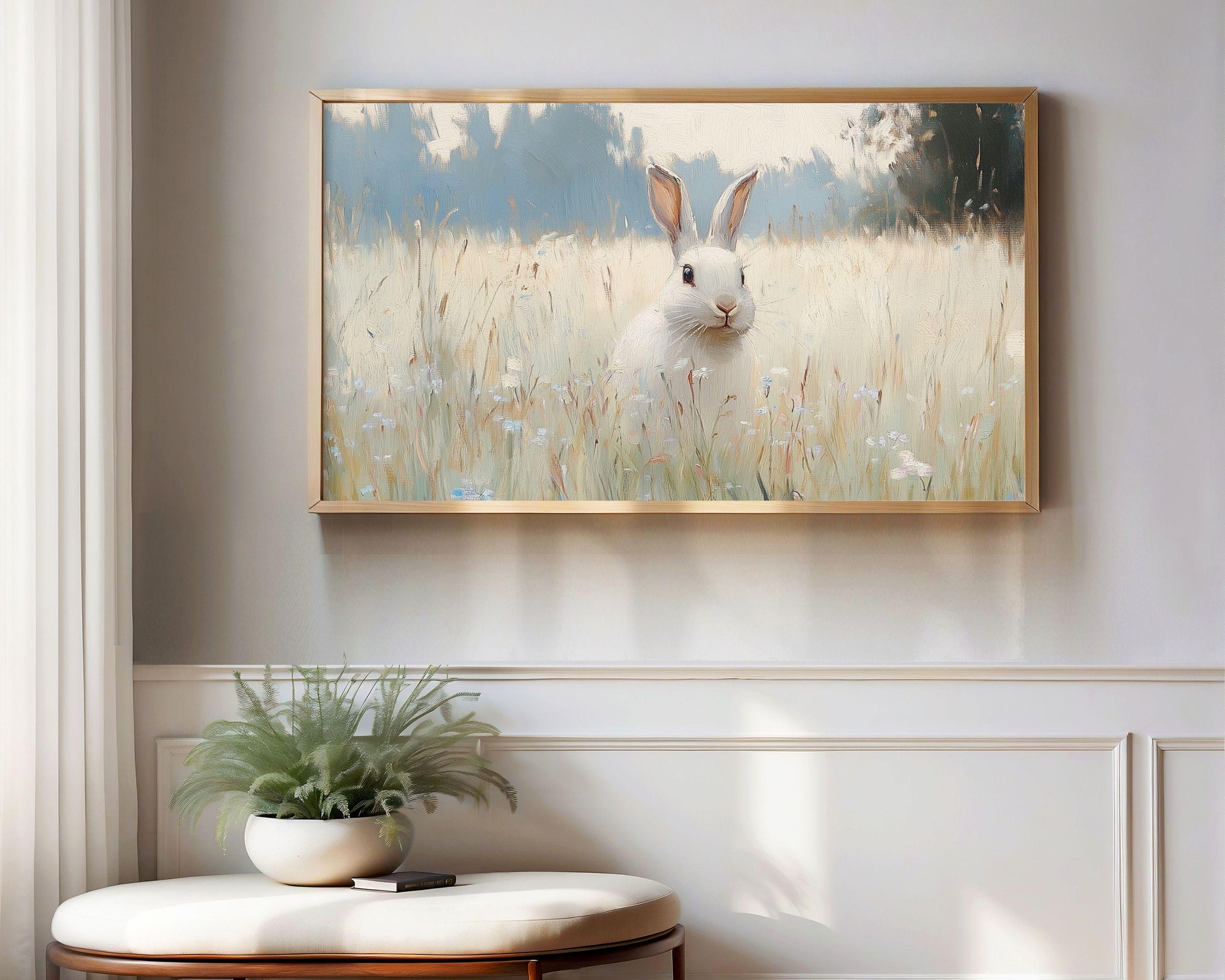 White Rabbit Frame TV Art