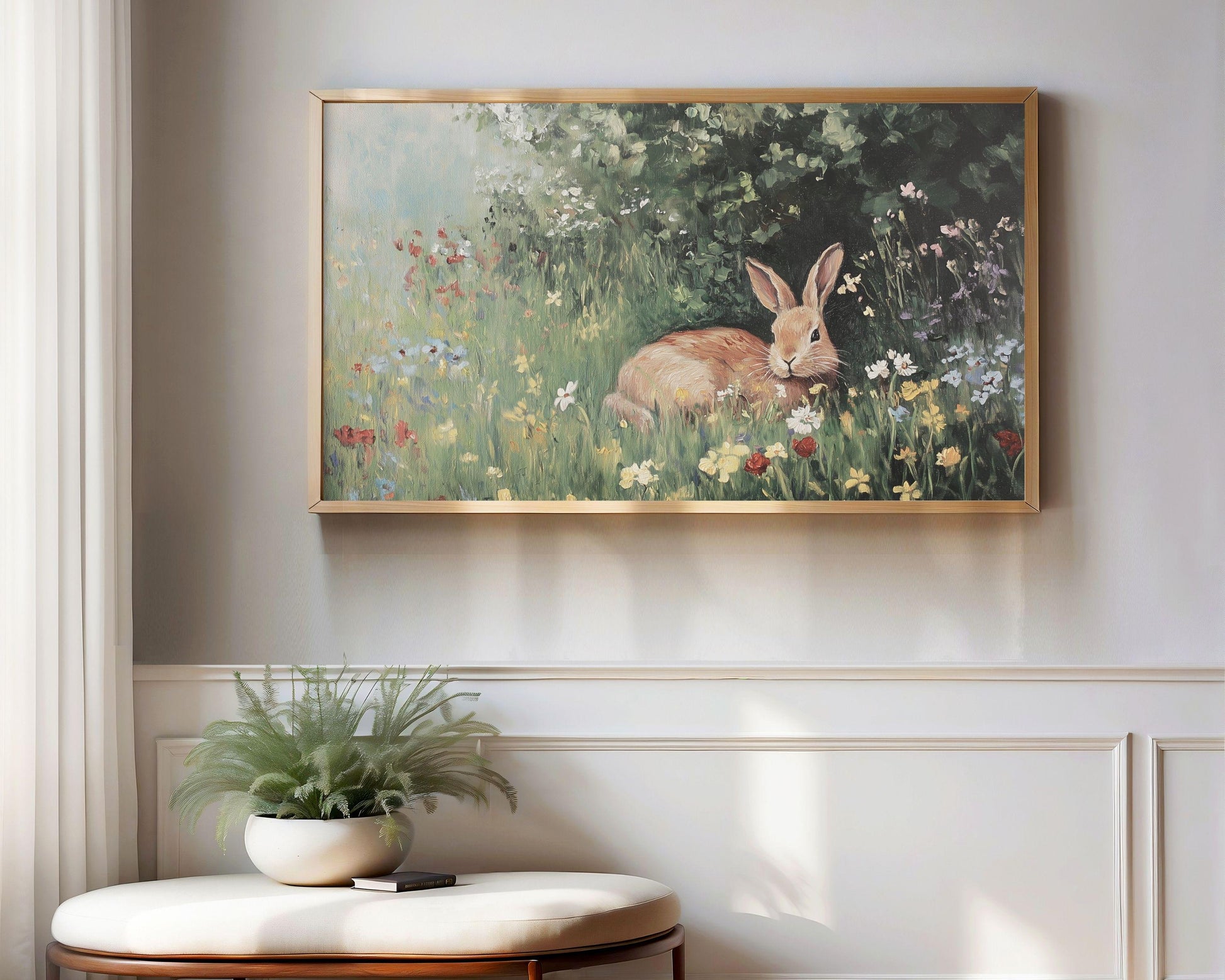 Bunny in Flowers Frame TV Art