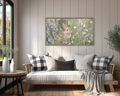 Bunny in Purple Flowers Frame TV Art