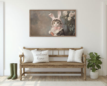 Cat Easter Bunny Frame TV Art