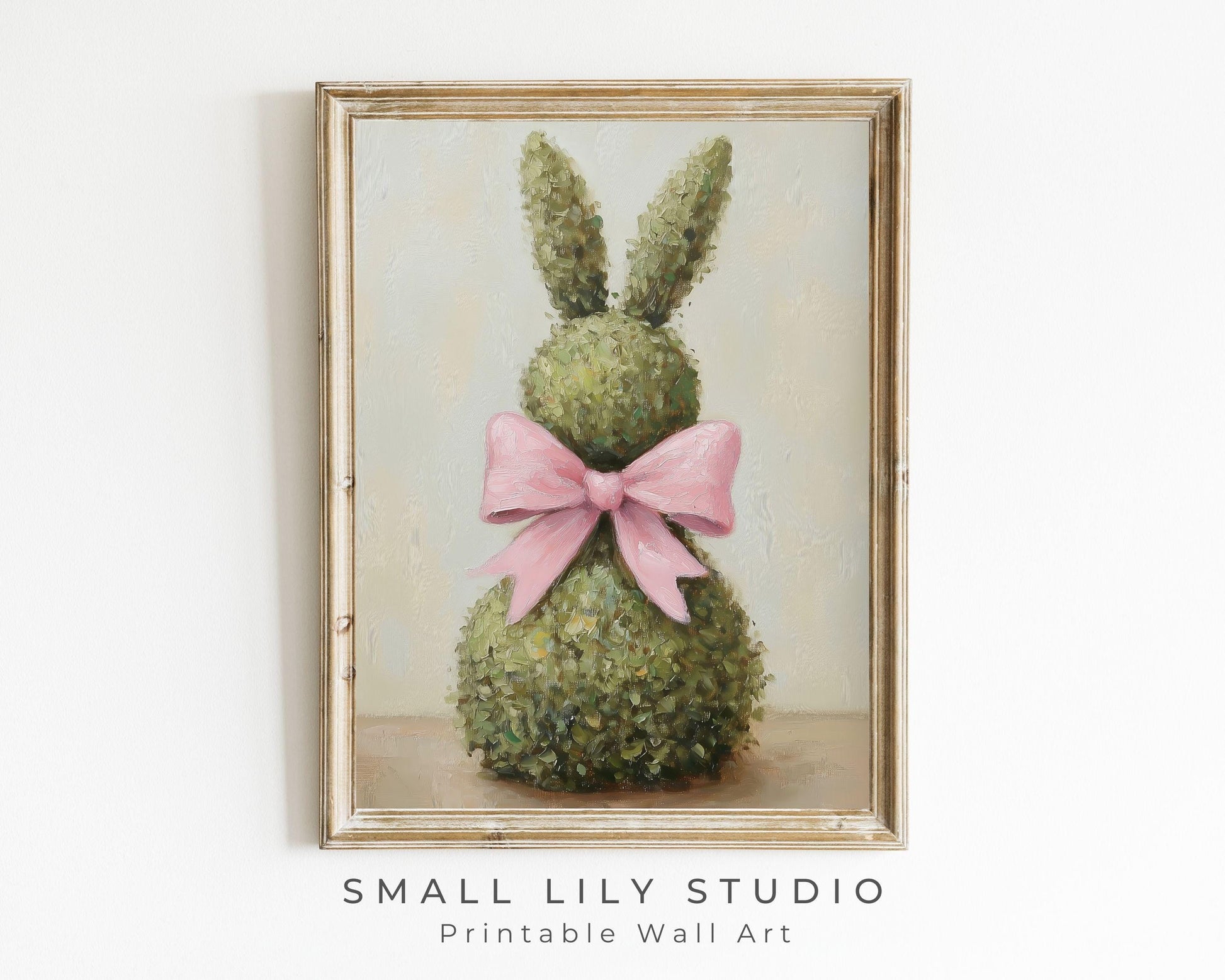 Topiary Bunny with Pink Bow Printable Wall Art