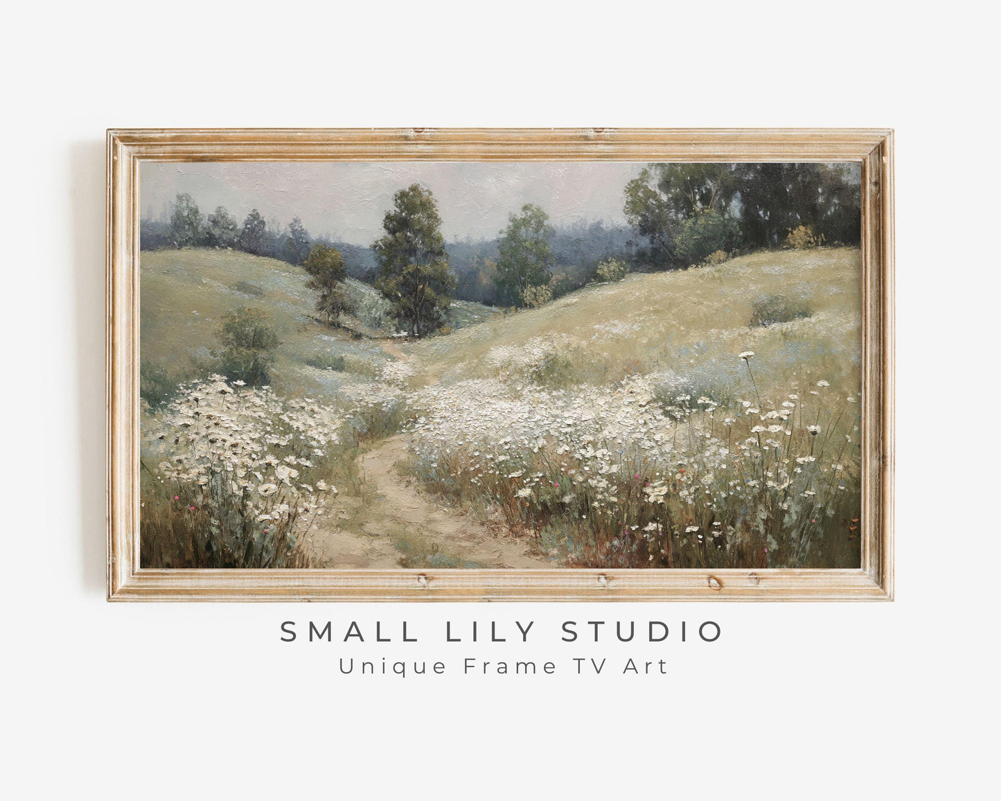 Path Through White Wildflowers Frame TV Art