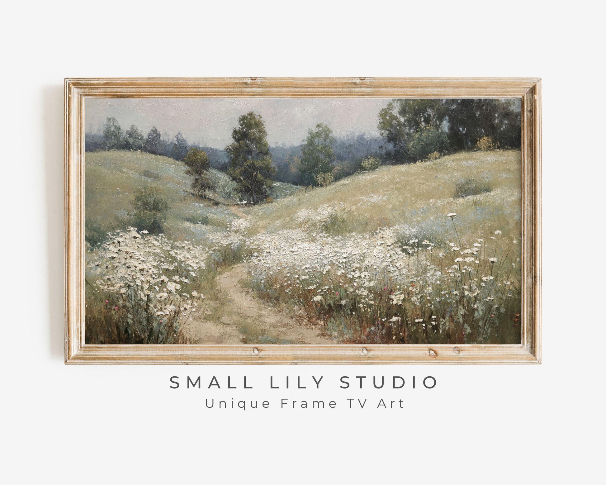 Path Through White Wildflowers Frame TV Art