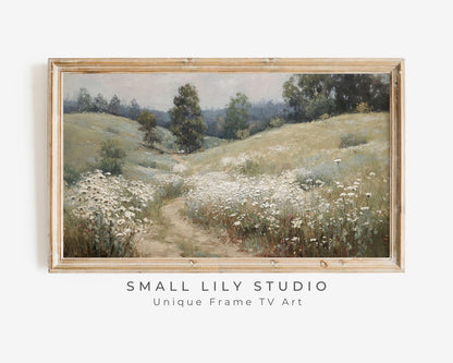 Path Through White Wildflowers Frame TV Art