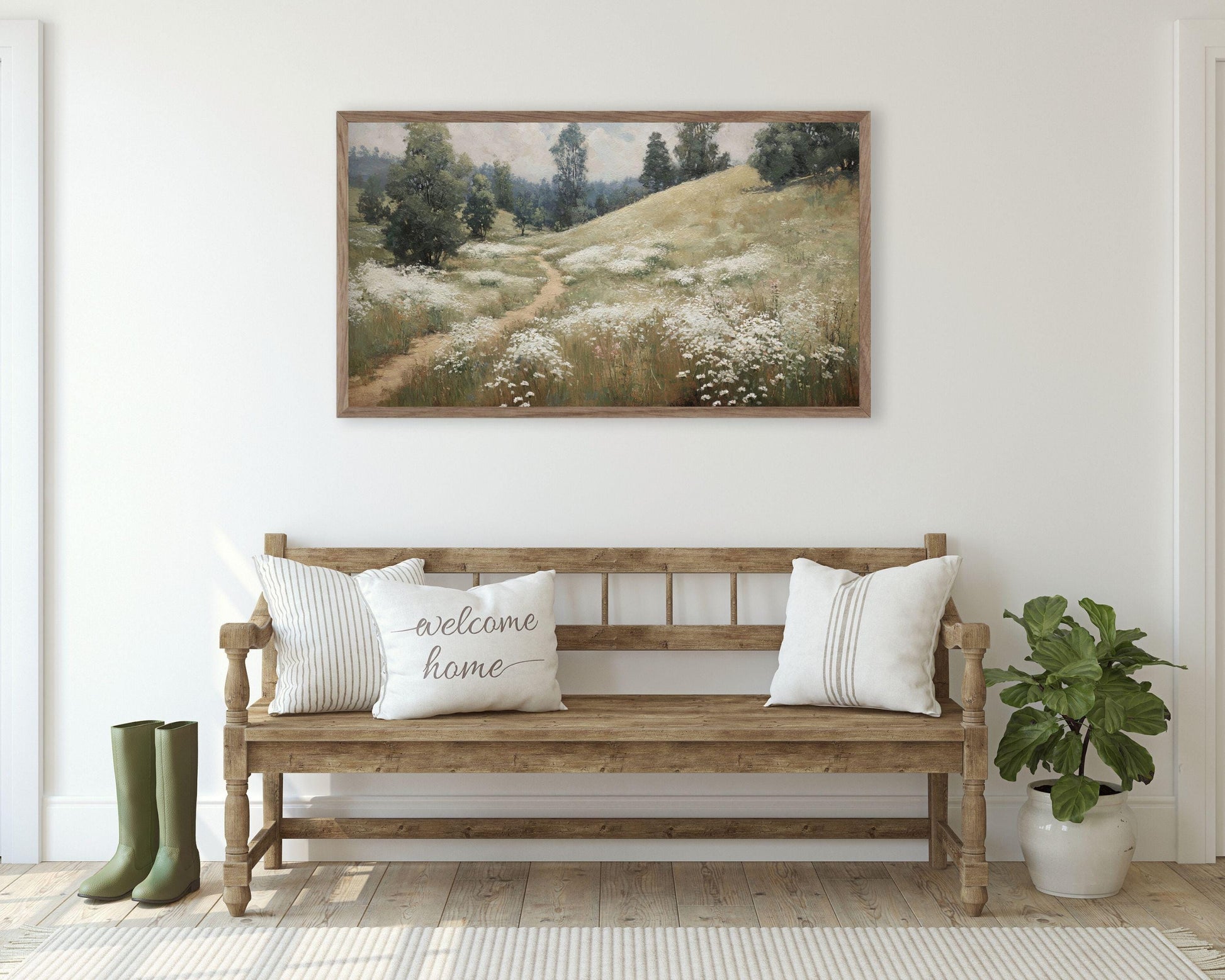 Path Through White Wildflowers Frame TV Art