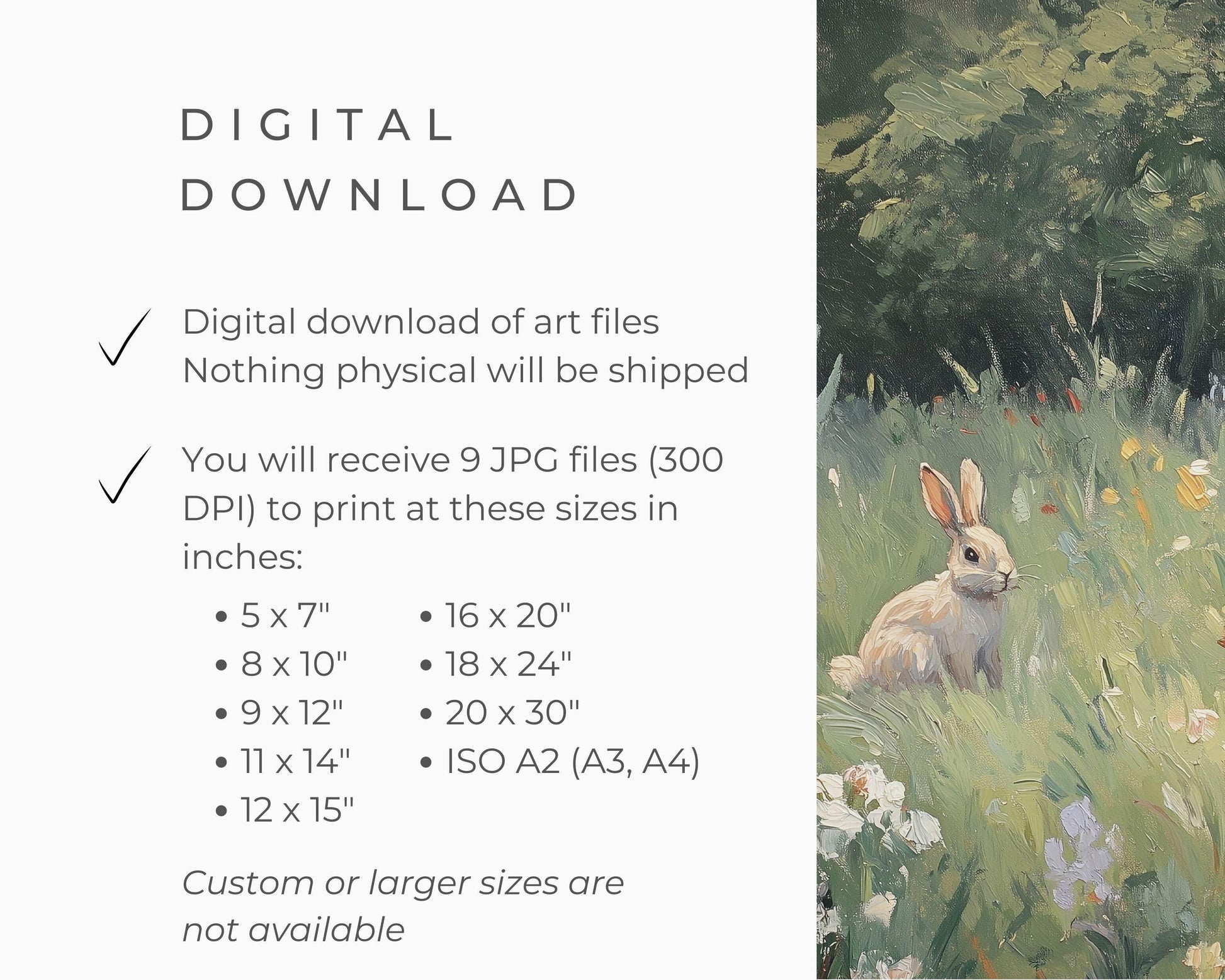 Rabbit in Wildflowers Printable Wall Art