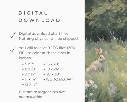 Rabbit in Wildflowers Printable Wall Art