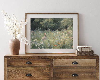 Rabbit in Wildflowers Printable Wall Art