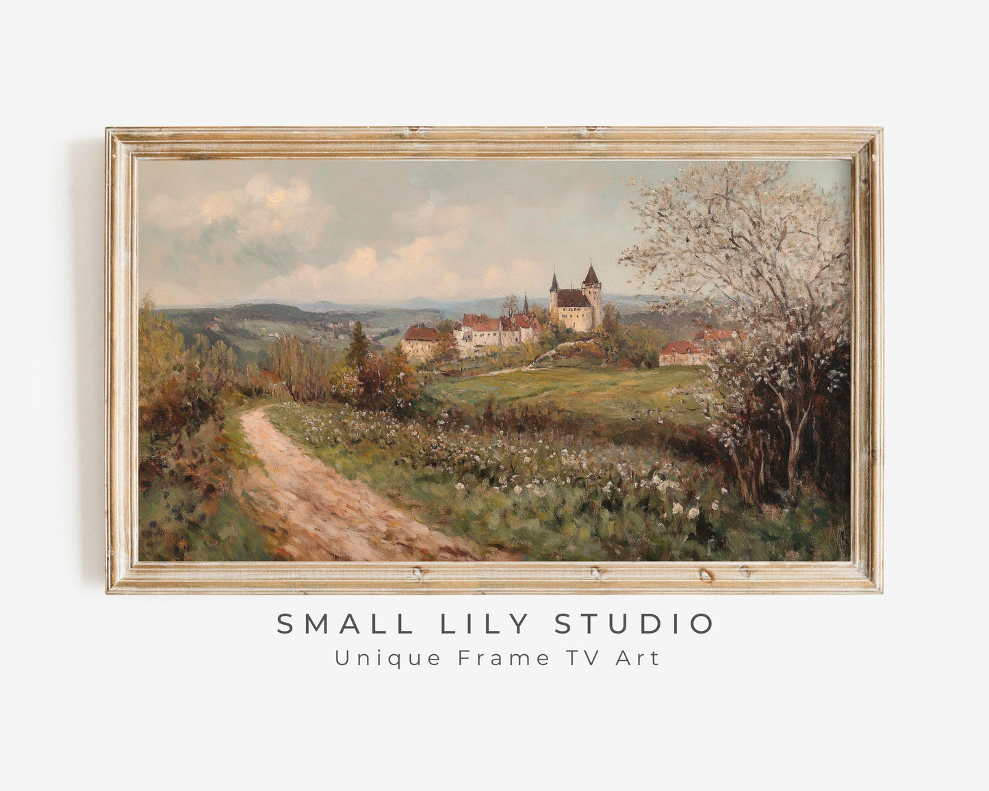 Rustic Landscape with Castle Frame TV Art