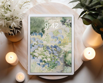 Blue Green Floral Desktop Wallpaper Set