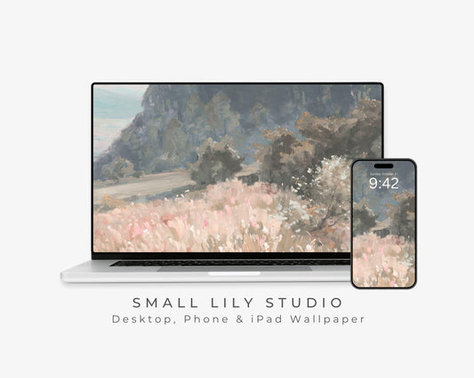 Pink Flower Field Desktop Wallpaper Set