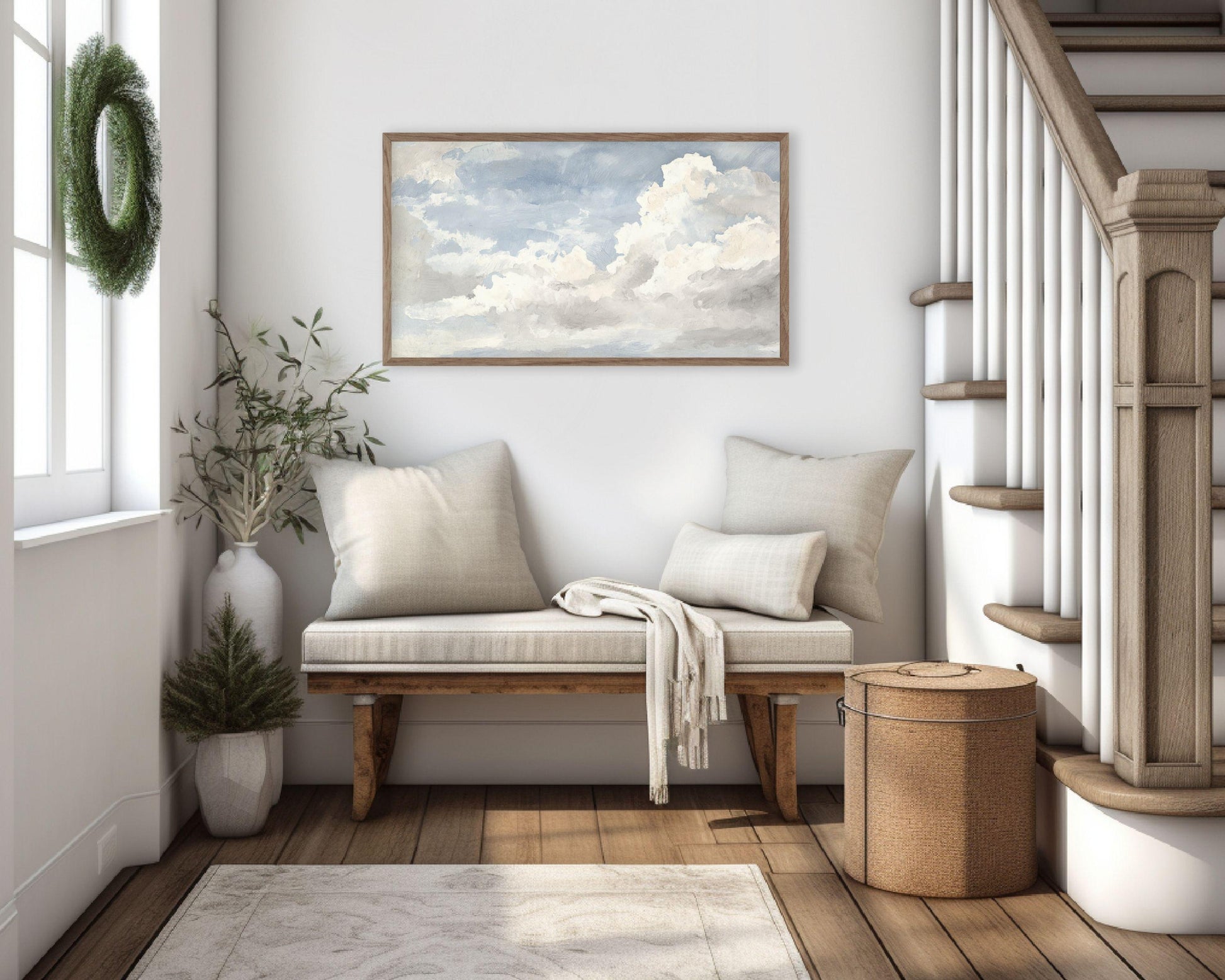 Watercolor Clouds Painting Frame TV Art