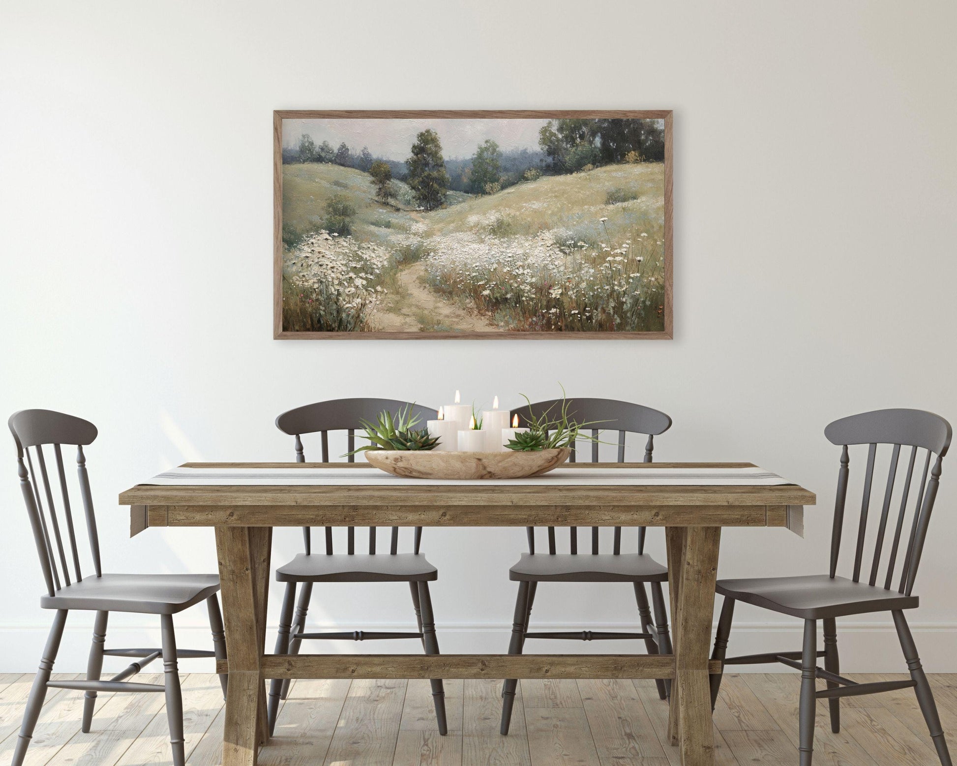Path Through White Wildflowers Frame TV Art