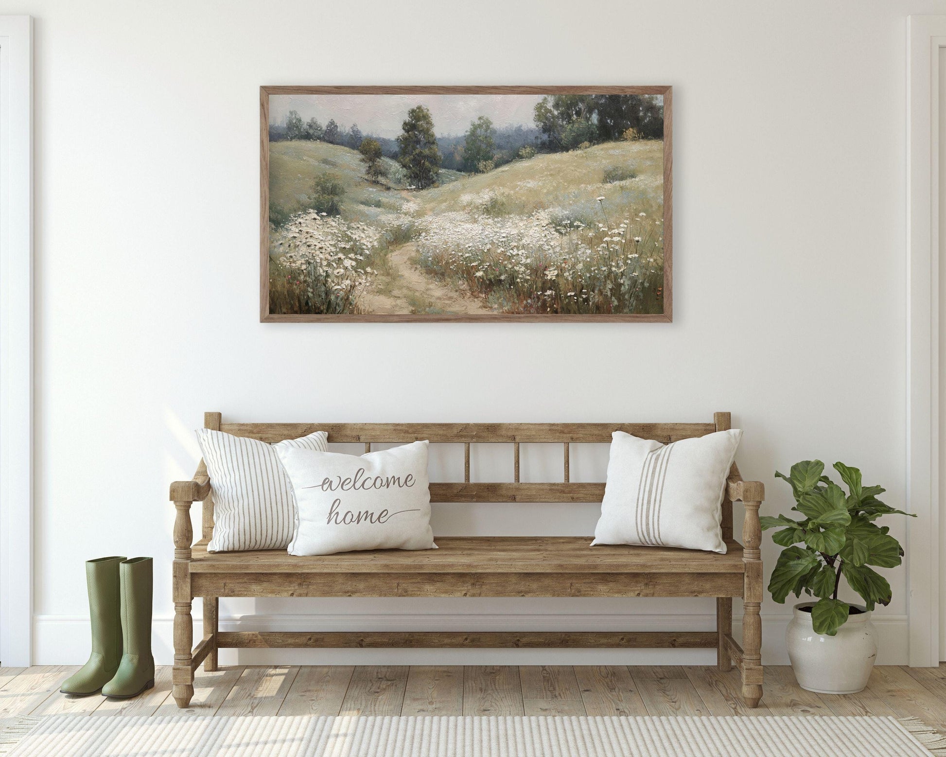 Path Through White Wildflowers Frame TV Art