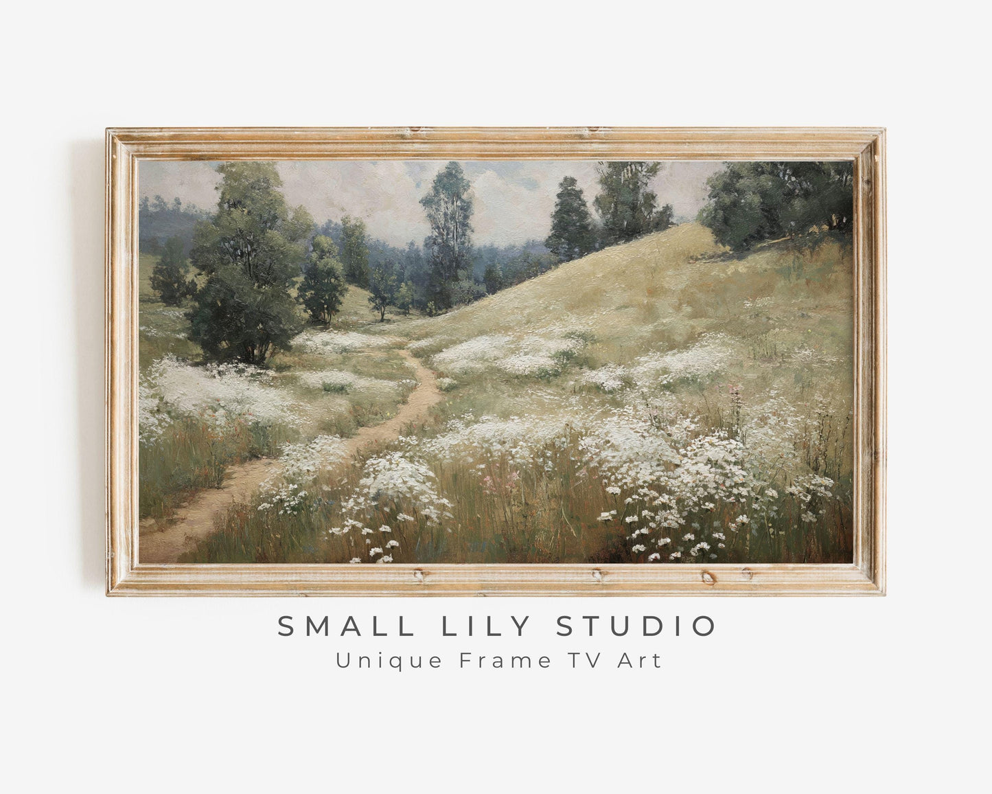 Path Through White Wildflowers Frame TV Art