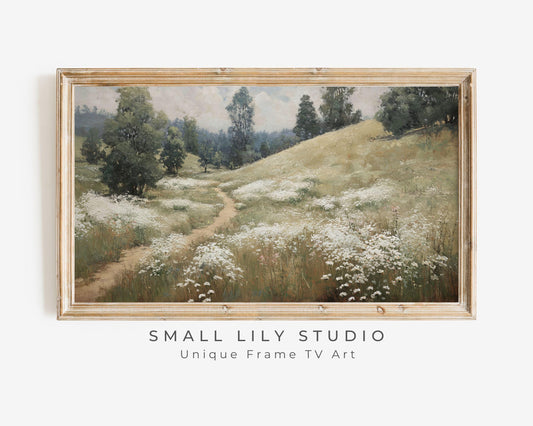 Path Through White Wildflowers Frame TV Art