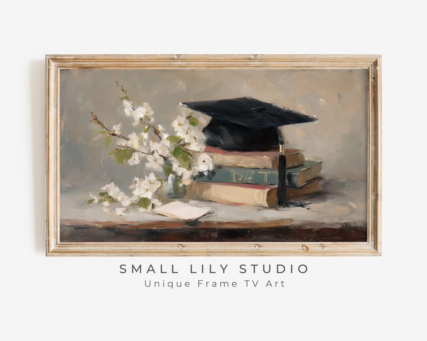 Graduation Cap and Books Frame TV Art
