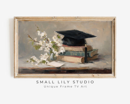 Graduation Cap and Books Frame TV Art