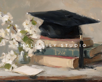 Graduation Cap and Books Frame TV Art